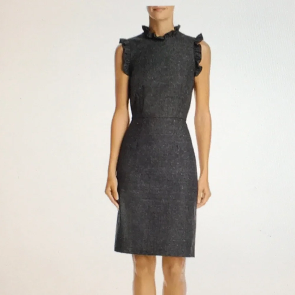 Rebecca Taylor Ruffled Herringbone Dress - Picture 1 of 11
